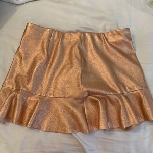 Zara Rose Gold Glittery Mini Skirt